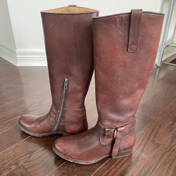 NWT Frye Women's Melissa Knotted Tall Riding Boot in Redwood - Picture 3 of 10